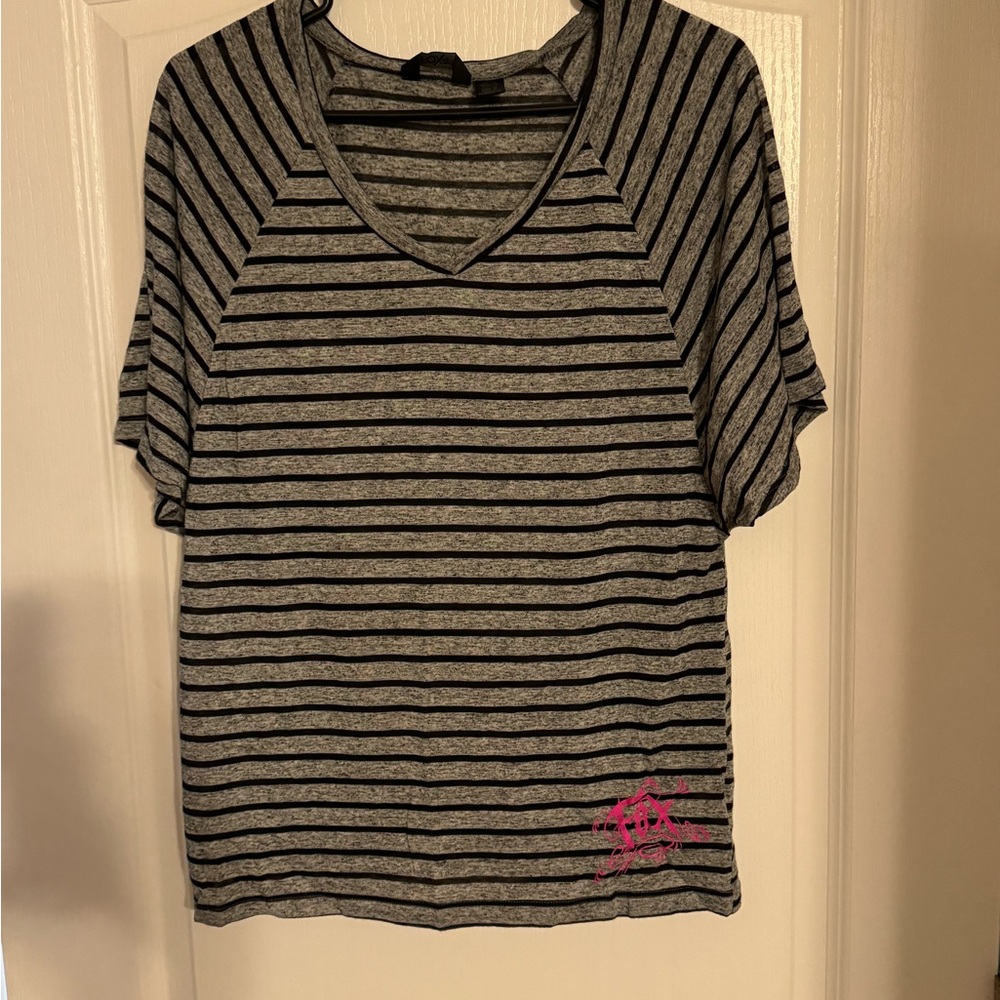 Fox Gray and Black Striped Top